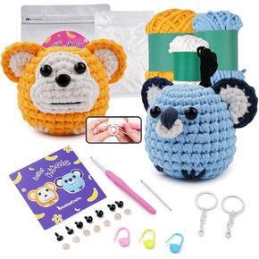 Wadukud DIY الكروشيه الكلب الحيوان عدة للمبتدئين، هدايا عيد الحب الكلبة للنساء، مضحك DIY حقيبة المفاتيح قلادة، مجموعة بداية الكروشيه مع دروس الفيديو خطوة بخطوة لهدية عطلة in Kuwait