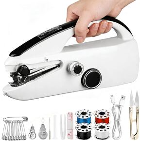 ماكينة خياطة محمولة، ماكينة خياطة صغيرة للبالغين والمبتدئين، خياطة سريعة مع أدوات خياطة مناسبة للمنزل والسفر والأعمال اليدوية، أبيض-GG01 in Kuwait