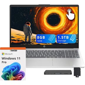 HP 15 Notebook Laptop, 15.6" Full HD Display, Intel Core i5-1135G7 Processor, 32GB DDR4 RAM, 1TB PCIe SSD, USB Type-C, Webcam, Wi-Fi, Windows 11 Home, Silver in Kuwait