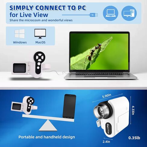Microscope for Kids,100X-1000X Magnifications Digital Microscope-with 2.4"LCD Screen,Photo & Video Recording Functions.Suitable for Student Indoor & Outdoor Exploration in Saudi Arabia