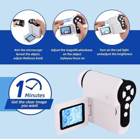 Microscope for Kids,100X-1000X Magnifications Digital Microscope-with 2.4"LCD Screen,Photo & Video Recording Functions.Suitable for Student Indoor & Outdoor Exploration in Saudi Arabia