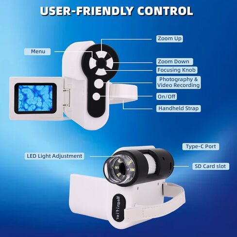 Microscope for Kids,100X-1000X Magnifications Digital Microscope-with 2.4"LCD Screen,Photo & Video Recording Functions.Suitable for Student Indoor & Outdoor Exploration in Saudi Arabia
