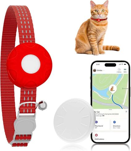 جهاز تعقب GPS للقطط، جهاز تعقب القطط، متوافق مع Apple Find My App (iOS فقط)، بدون رسوم شهرية، طوق منفصل متضمن (جهاز تعقب أبيض، طوق قطط أبيض) in Kuwait