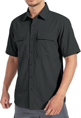 قميص Linlon Safari Men Men Shirt Sereve Upf 50 UV Sun Protection Quick Dry Triam Thercts Tirts in Kuwait