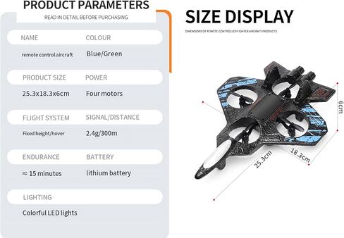 Foam Remote Control Fighter Jet Drone - 4-Axis Stunt RC Quadcopter with LED Light, Auto Hover, 360°Flip, Rechargeable Anti-Fall Foam Glider, Easy-to-Fly Aircraft Toy (L27 Green) in Saudi Arabia