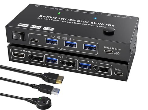 MST شاشة مزدوجة 2 شاشات 2 جهاز كمبيوتر مفتاح KVM in Kuwait