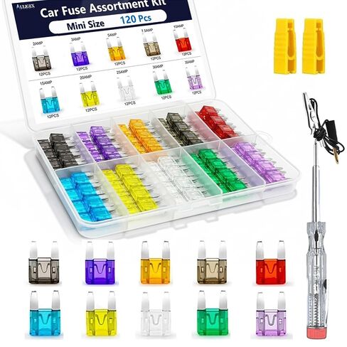 120Pcs Car Fuse Kit with Puller & Tester, Mini Car Fuses Assortment Kit (2A/3A/5A/7.5A/10A/15A/20A/25A/30A/35A) – 12V Upgraded Fuse Kit Automotive for RVs, Trucks, SUVs, Boats, Motorcycles in Saudi Arabia