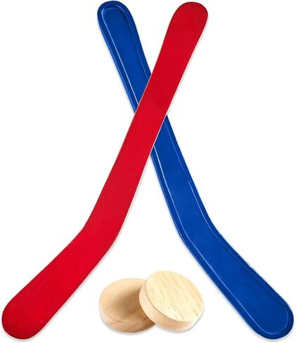 2 Sets Replacement Hockey Sticks and Pucks for Classic Wooden Tabletop Hockey Games Set of Sticks and Wood Pucks Extra Accessories Slap Shot Game Equipment Sets for Kids and Adults Family Board Games in Saudi Arabia