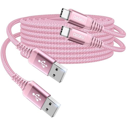 كابل USB C شحن سريع 3A [عبوة من قطعتين بطول 6 أقدام]، كابل USB A إلى USB C، سلك شاحن USB مضفر متين للغاية إلى USB C متوافق مع iPhone 17 16 15 Pro Max وSamsung Galaxy S10 وLG والمزيد - أسود in Kuwait