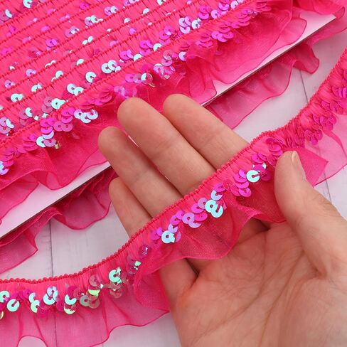 Black Elastic Ruffle Trim Sequin Pleated Lace Edge Trim Ribbon for Sewing Cloth Applique Embellishment Party Decoration in Saudi Arabia