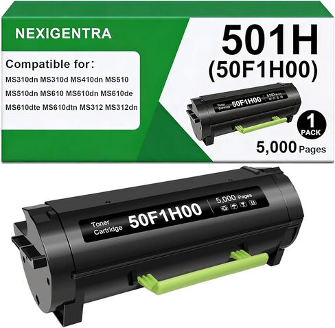 خرطوشة حبر سوداء 501H 50F1H00 متوافقة مع Lexmark 50F1H00 50F1000 لطابعة MS310 MS310dn MS312 MS312dn MS315 MS315dn MS410 MS410dn MS415 MS415dn MS510 MS510dn MS610 MS610dn (عبوتان) in Saudi Arabia