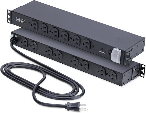 StarTech.com 14-Outlet Rackmount PDU، 1U ملحقات حامل الخادم، قطاع الطاقة الواقي من زيادة التيار، 6X منافذ أمامية و8X خلفية، شريط مخرج وحدة توزيع الطاقة على الحامل مع سلك طاقة بطول 8 أقدام in Saudi Arabia