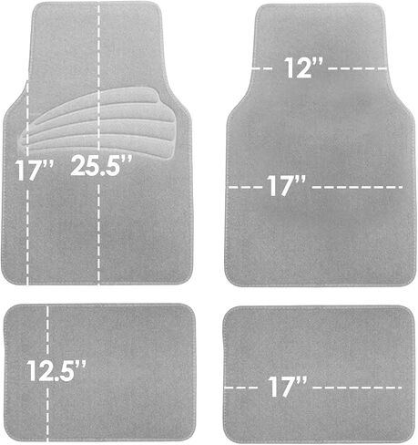 FH Group Car Floor Mats - Premium Full Set Gray Carpet Combo Small Car Seat Cover Design Floor Mats, Carpet Universal Fit Protector Mat for Most Sedan, SUV and Truck All Purpose Car Floor Mats in Saudi Arabia