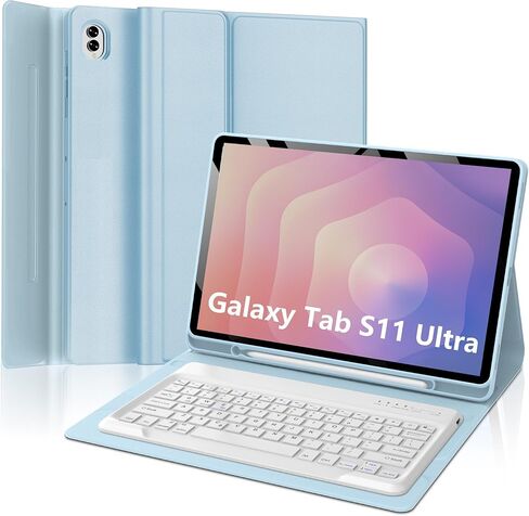 حافظة لوحة مفاتيح Samsung Galaxy Tab S11 Ultra مقاس 14.6 بوصة 2025، لوحة مفاتيح بلوتوث لاسلكية قابلة للفصل مغناطيسيًا، حامل متعدد الزوايا، غطاء فوليو من جلد البولي يوريثان مع حامل قلم S لجهاز Galaxy Tab S11 Ultra in Kuwait