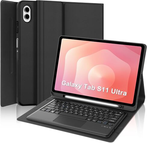 حافظة لوحة مفاتيح Samsung Galaxy Tab S11 Ultra مقاس 14.6 بوصة 2025، لوحة مفاتيح بلوتوث لاسلكية قابلة للفصل مغناطيسيًا، حامل متعدد الزوايا، غطاء فوليو من جلد البولي يوريثان مع حامل قلم S لجهاز Galaxy Tab S11 Ultra in Kuwait