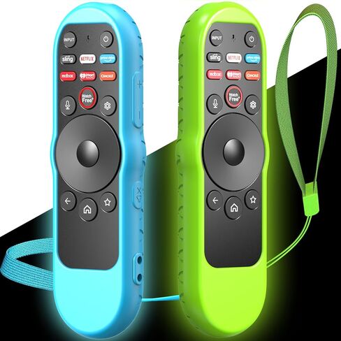 2PACK حافظة لهاتف VIZIO XRT270 تلفزيون ذكي للتحكم عن بعد من السيليكون مع حبل متوهج باللون الأزرق الأرجواني الداكن in Kuwait