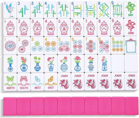 Light Blue American Mahjong Tile Set(1.2"), 160 Engraved Tiles with Mahjong Tiles Bag and Mah-jongg Accessories in Saudi Arabia