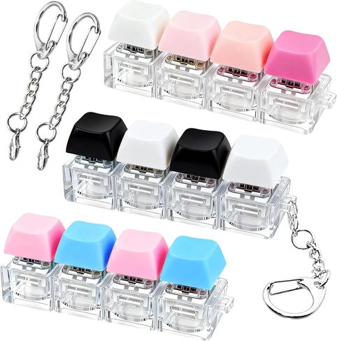 3 PCS Keyboard Fidget Toy, Keyboard Fidget Keychain 4-in-1 Keyboard Decompression Button Finger Clicker Toys, Button Stress Relief Fidget Valentines Gifts Stuffers for Kids Women(Clear Black) in Saudi Arabia