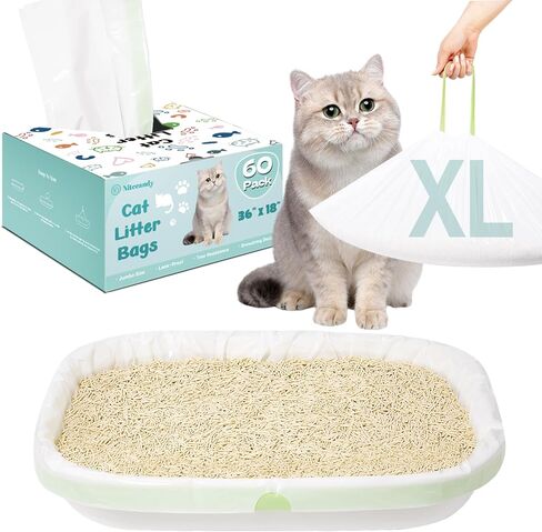 Litter Box Liners Extra-Thick, 30 Count Jumbo Size Cat Litter Bags Large, Kitty Litter Liner XL, Easy Clean Up Litter Pan Liners, Pet Cat Supplies - 36" x 18" in Saudi Arabia
