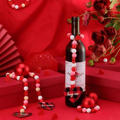 Yookeer 200 Pcs Valentine‘s Day Wooden Beads Hearts Wood Beads Polished Colorful Jewelry Ornaments DIY Craft Supplies for Valentines Holiday Tiered Tray DIY Decor in Saudi Arabia