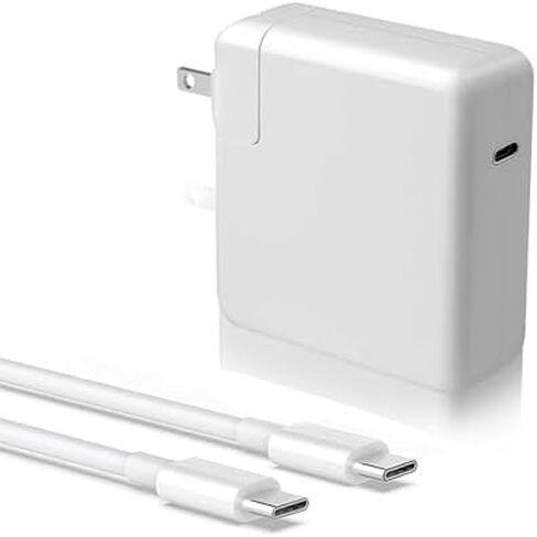 محول طاقة شاحن أبيض 65 وات 96 وات TPYE-C لأجهزة iPhone Apple MacBook AIR Pro والكمبيوتر المحمول Google Pixelbook وThinkPad وDell XPS وiPad Pro وGalaxy S22/S20 وiPhone 15/14/Proand المزيد (65W-C) (SF-20325) in Kuwait
