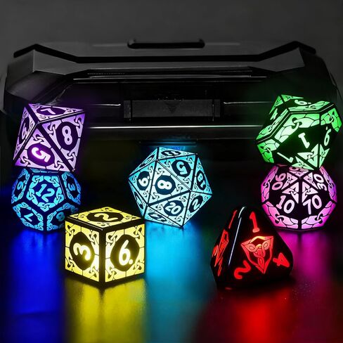 مجموعة النرد LED DND، مجموعة النرد ZHOORQI RGB المضيئة DND القابلة لإعادة الشحن، ملحقات النرد D وD لألعاب لعب الأدوار (موازين التنين) in Kuwait