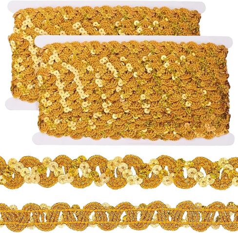 CRASPIRE 24 Yard Blue Sequins Trim Ribbon Sequin 0.67In Braid Woven Lace Beaded Wave Spangle Flat Glitter Paillette Fabric Metallic Rick Rack Strip for DIY Crafts Sewing Clothes Decor Gift Wrapping in Saudi Arabia