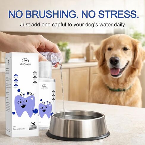Dental Dog، 7.05oz مادة مضافة للمياه للعناية بالأسنان، Dental Para Perros، تركيبة متخصصة للعناية بالأسنان، تركيبة عديمة الرائحة والنكهة لمحاربة الجير وتعزيز صحة اللثة (قطعة واحدة) in Saudi Arabia