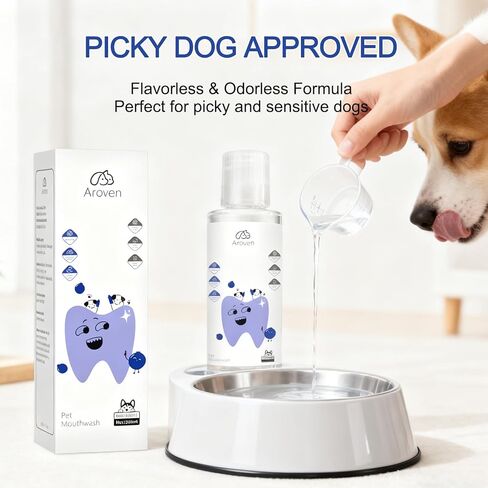 Dental Dog، 7.05oz مادة مضافة للمياه للعناية بالأسنان، Dental Para Perros، تركيبة متخصصة للعناية بالأسنان، تركيبة عديمة الرائحة والنكهة لمحاربة الجير وتعزيز صحة اللثة (قطعة واحدة) in Saudi Arabia