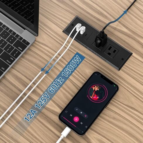 قطاع طاقة مجوف، محطة شحن محول طاقة مثبتة على السطح مع قابس USB C، واقي من زيادة التيار، موسع مخرج مخفي مع سلك تمديد لطاولة أثاث المكتب، سرير منضدة (أبيض) in Kuwait