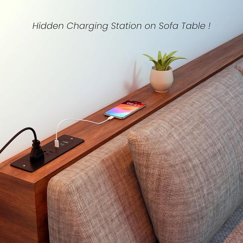 قطاع طاقة مجوف، محطة شحن محول طاقة مثبتة على السطح مع قابس USB C، واقي من زيادة التيار، موسع مخرج مخفي مع سلك تمديد لطاولة أثاث المكتب، سرير منضدة (أبيض) in Kuwait