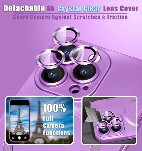 Magnetic for iPhone 12 Pro case, [Detachable Lens Protector] with Full Camera Protection Shockproof Matte Slim Soft Compatible with Magsafe Phone case for iPhone 12 Pro 6.1'', Pink in Saudi Arabia