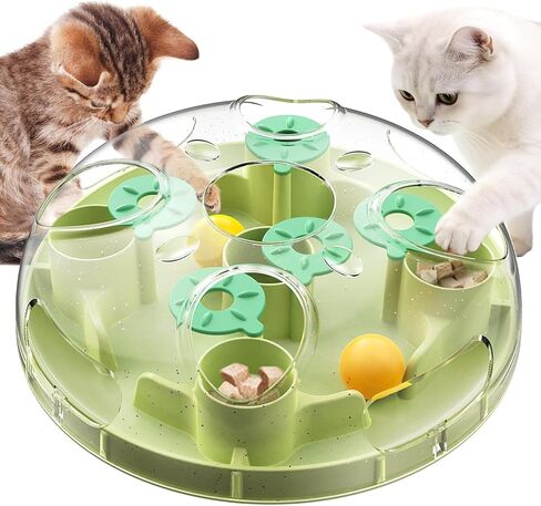 طريقتان للعب من KADTC - لعبة ألغاز كبيرة الحجم لعلاج القطط من العلامة التجارية الأمريكية والتصميم، كرات البحث عن الطعام للقطط الداخلية، ألغاز تغذية القطط الصغيرة، تحفيز الإثراء البطيء، ألعاب تفاعلية لإثارة الدماغ in Kuwait