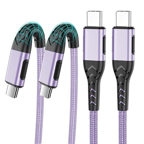 Durcord USB C to USB C Cable, 2Pack 100W 6ft USB C Charger Cable Fast Charging for Android/Phone/Pad, Type C to Type C Charger Braided USB Cable Compatible with Phone 16/15 Pro Plus Max Gold in Kuwait