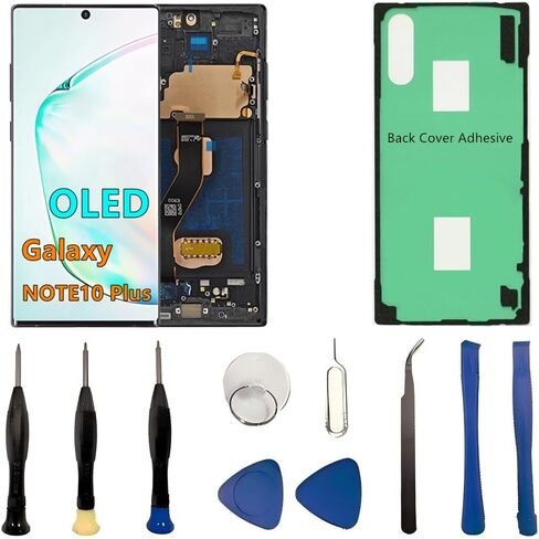 OLED Galaxy NOTE10 Plus LCD Screen Replacement for Samsung Galaxy NOTE10 Plus 5G Display Touch Screen Digitizer N975U N975U1 Support Fingerprint S-Pen. (with Grey Frame+Back Cover Adhesive+Tools) in Kuwait