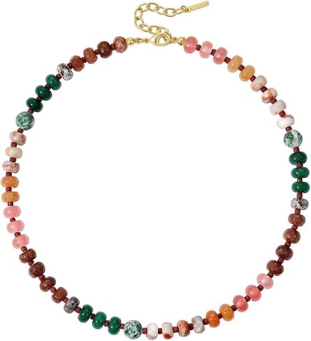 KissYan Beaded Necklaces for Women, Colorful Gemstone Bead Boho Choker, Natural Stone Handmade Fashion Autumn Winter Jewelry Gifts in Saudi Arabia