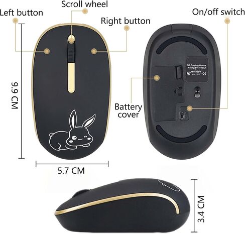 ماوس لاسلكي، نوع C+USB A واجهة مزدوجة، ماوس بصري لاسلكي لطيف وصامت وخفيف الوزن، التوصيل والتشغيل، 3 أزرار، للهواتف الذكية/الكمبيوتر اللوحي/الكمبيوتر المحمول/الكمبيوتر الشخصي/الكمبيوتر، هدية للأطفال والبنات والرجال والنساء (وردي) in Kuwait