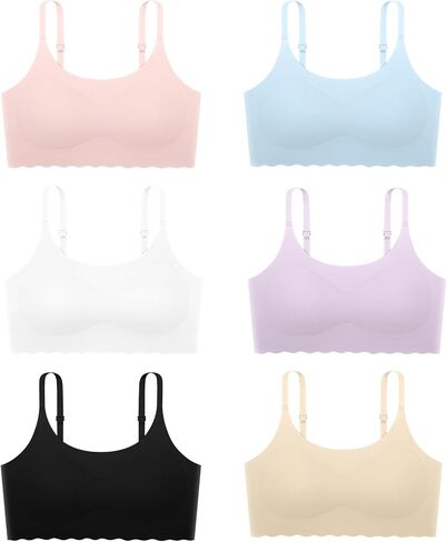Finihen Teen Girls Seamless Training Bra No Show Sports Bra with Removable Padding Adjustable Strap Multipack. in Saudi Arabia