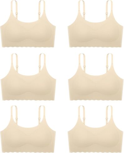 Finihen Teen Girls Seamless Training Bra No Show Sports Bra with Removable Padding Adjustable Strap Multipack. in Saudi Arabia