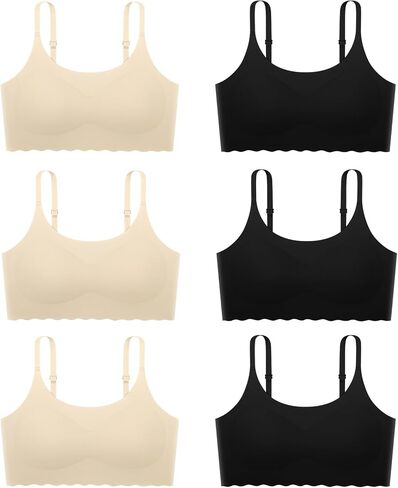Finihen Teen Girls Seamless Training Bra No Show Sports Bra with Removable Padding Adjustable Strap Multipack. in Saudi Arabia
