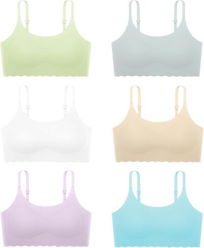 Finihen Teen Girls Seamless Training Bra No Show Sports Bra with Removable Padding Adjustable Strap Multipack. in Saudi Arabia