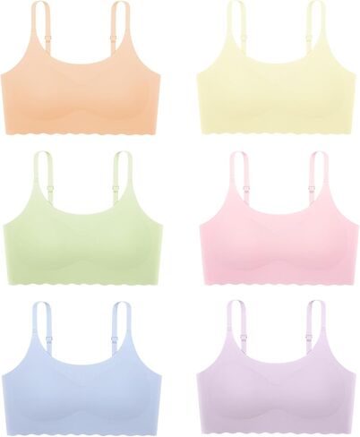 Finihen Teen Girls Seamless Training Bra No Show Sports Bra with Removable Padding Adjustable Strap Multipack. in Saudi Arabia