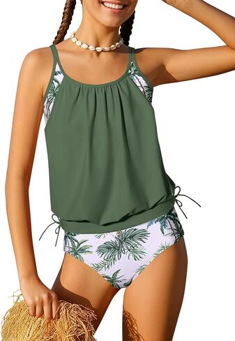Girls Swimsuit 2 Piece Tankini with Shorts Tiered Ruffle Swimwear Adjustable Straps Bathing Suit 6-14Y in Saudi Arabia