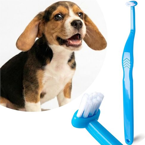 Small Dog Toothbrush, Cat & Puppy Tooth Brushing Kit, Mini Head Teeth Brush for Kitten & Tiny Pet, Doggy Toothbrushes Deep Dental Cleaning, 2 PCS - Blue in Saudi Arabia