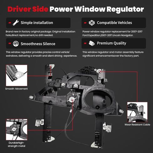 Window Regulator Front Driver Side fits for 2007-2017 Ford Expedition & Lincoln Navigator Replacement Dorman 749-542 Power Window Regulator(with Panel/Without Motor) in Saudi Arabia