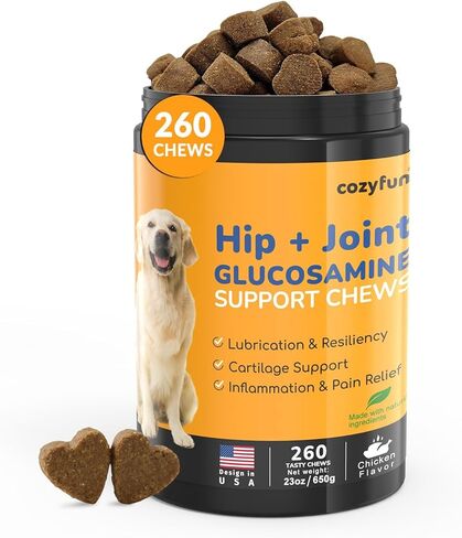 Glucosamine for Dogs 260Ct Chews - 23oz Hip and Joint Supplement Chews for Dogs, Chondroitin Joint Supplement for Dog Joint, USA Lab Formula with Probiotics, Natural Support for Dogs in Kuwait