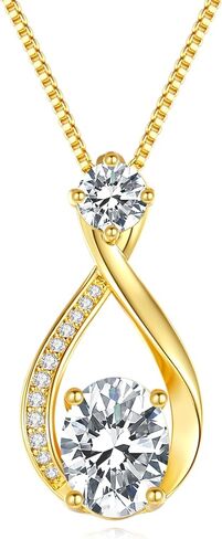 1.5CT Moissanite Infinity Pendant Necklace in Gift Box|Anniversary Wedding Gifts for Women Wife Her|S925 Sterling Silver 18K White Gold/Gold Filled|Jewelry for Birthday Christmas Valentines Day in Saudi Arabia