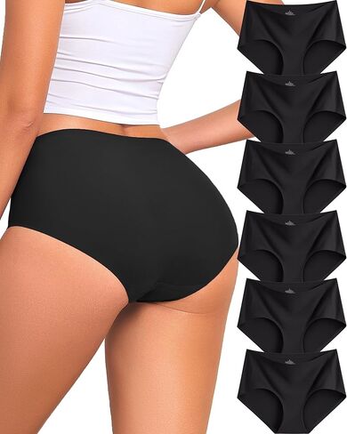 ملابس داخلية نسائية من FINETOO مكونة من 6 قطع بدون خياطة تغطية كاملة بدون عرض سراويل داخلية محببة متوسطة الارتفاع وقابلة للتمدد وغير مرئية in Saudi Arabia