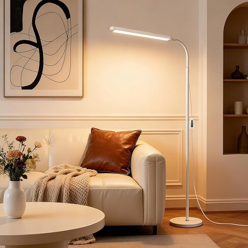 Bright 12W LED Flicker-Free Eye Protection Dimming Floor Lamp,3000-6000k,Gooseneck adjustable Standing Reading Lamp for Living Room Bedroom Bedside Office Classroom Task Craft, Black Modern Light in Kuwait