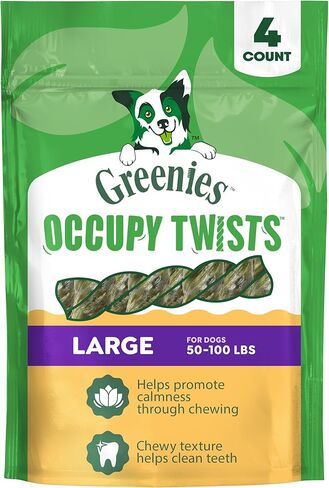 Greenies Occupy Twists Natural Dog Treats Large Breed Size Dog Chews Long Lasting Chicken Flavor, 8.55 oz. Pack, 4 Count in Saudi Arabia